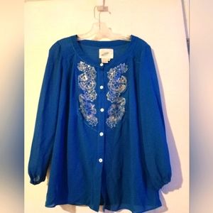 NURTURE sz. S Green Sheer Blouse‎ w Sparklies.